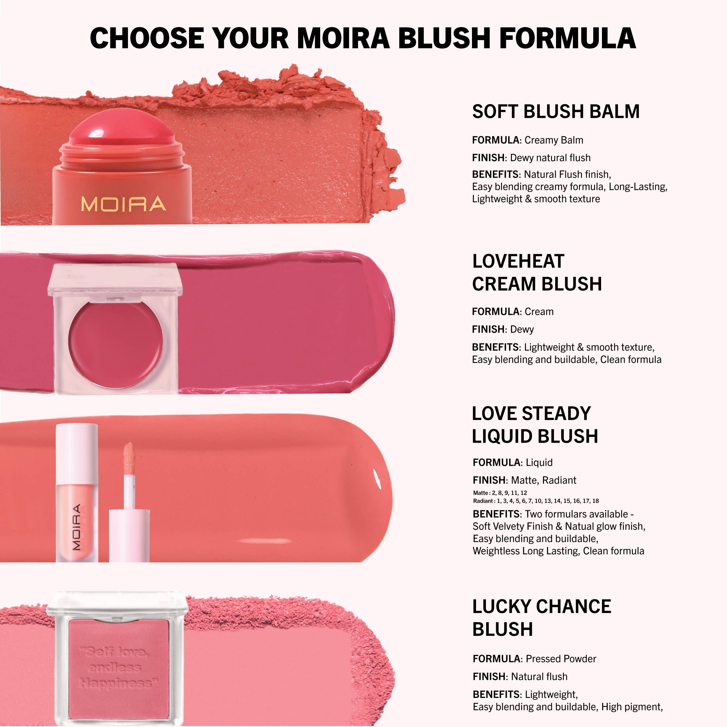 Moira Cosmetics – Großhandel Rouge – Moira Makeup Display mit 36 Soft Blush Balm (001-006)5