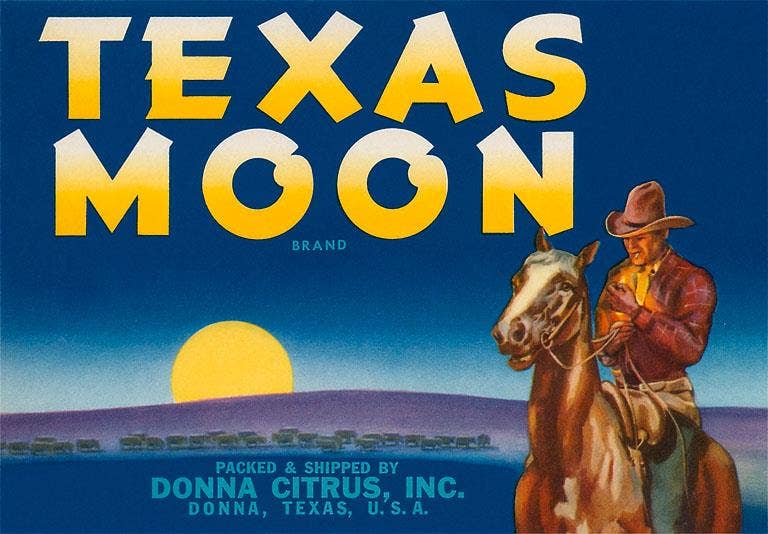 Found Image Press – Großhandel Magnete – Magnet TX-776 Verpackungskistenetikett, Texas Moon0
