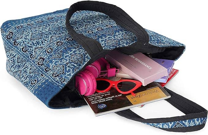 OMA - Eclectic Home - Wholesale Tote Bag - Women's - Cotton Quilted Boho Beach Bag Hippie Casual Beach Tote Bag -3