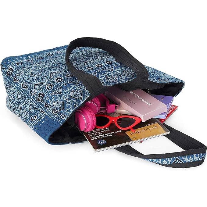 OMA - Eclectic Home - Wholesale Tote Bag - Women's - Cotton Quilted Boho Beach Bag Hippie Casual Beach Tote Bag -3