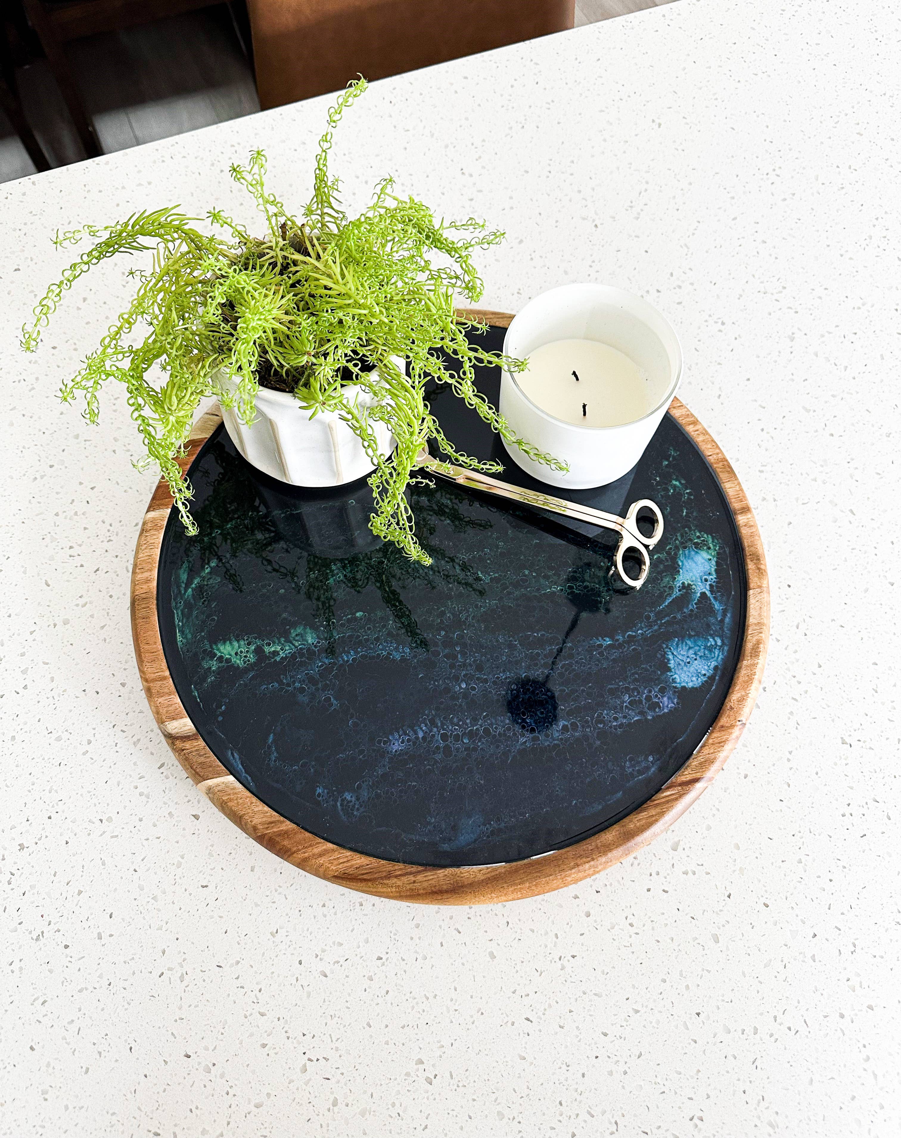 Lynn & Liana Designs - Vente Plateaux de service - Plateau tournant en résine de bois d'acacia - Lazy Susan 16" SANS TARIFS !18