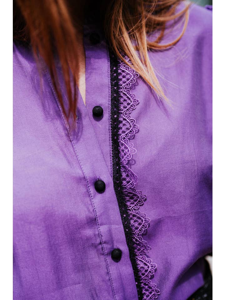 LOVIE & CO - Wholesale Button Down Shirt - Women's - Two-tone shirt, long sleeves SEDUM3