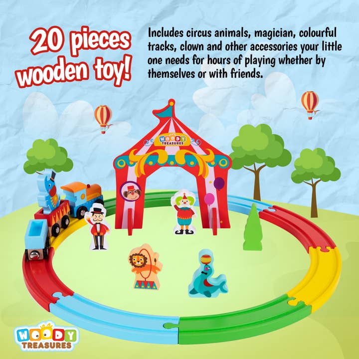 Woody Treasures - Vente Lot de jouets – enfant - Set de train de cirque2