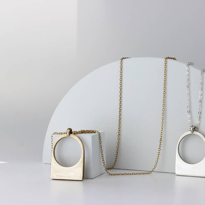 Contour Necklace, High Shine, Art Deco Geometric Necklace for wholesale by L.Greenwalt Jewelry