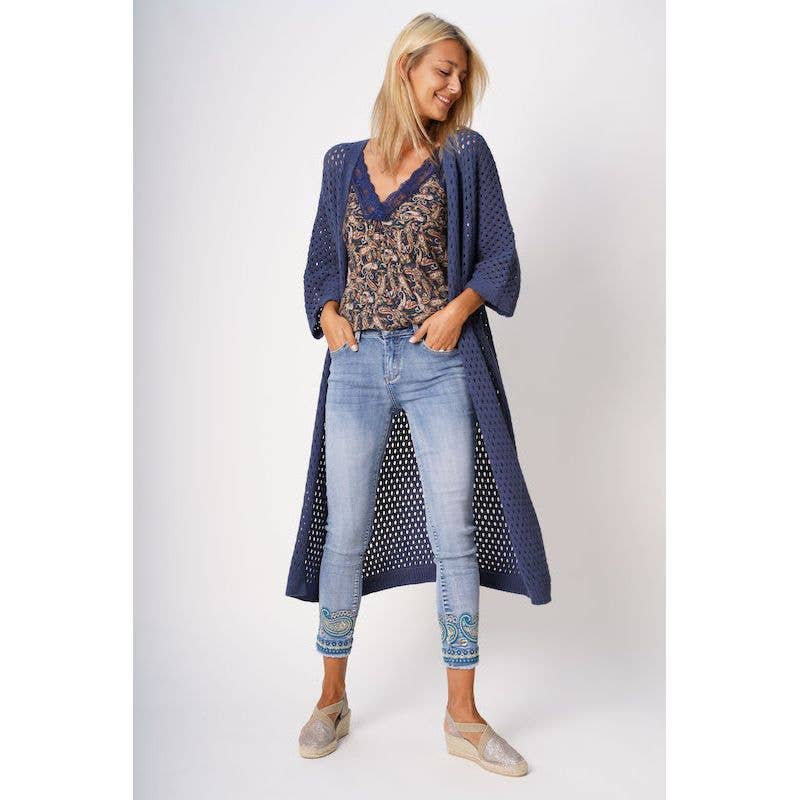 Blue Knit Cut-Out Cardigan for wholesale on Faire2