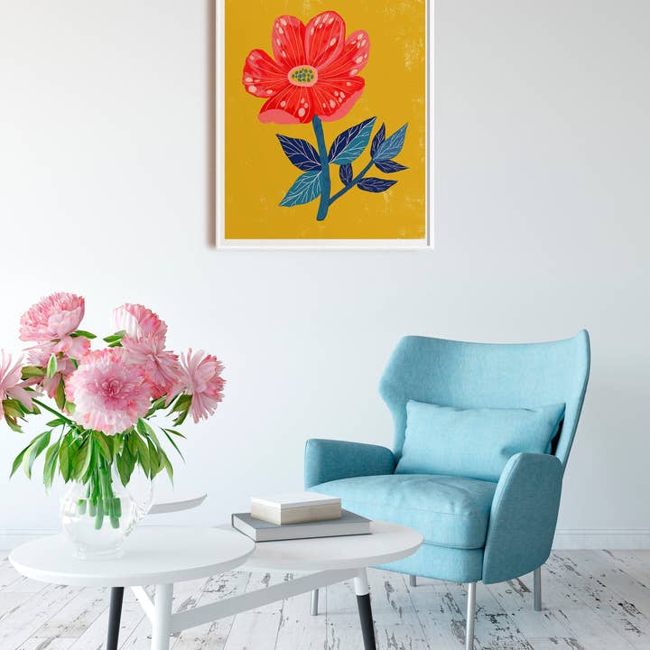 Red Flower - Art Print for wholesale by Dream Folk Studio