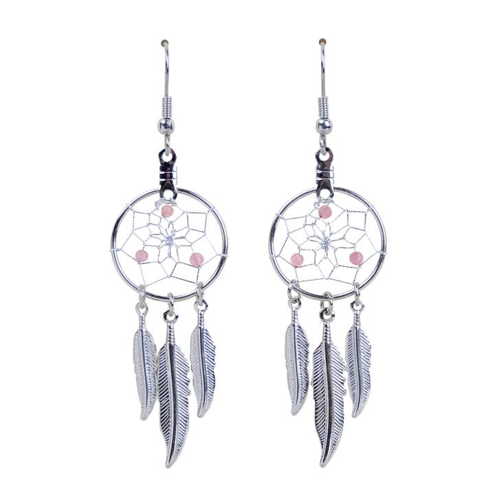 Monague Indigenous Crafts & Gifts - Wholesale Dangle Earrings - .75" Birthstone Dream Catcher Earrings for October