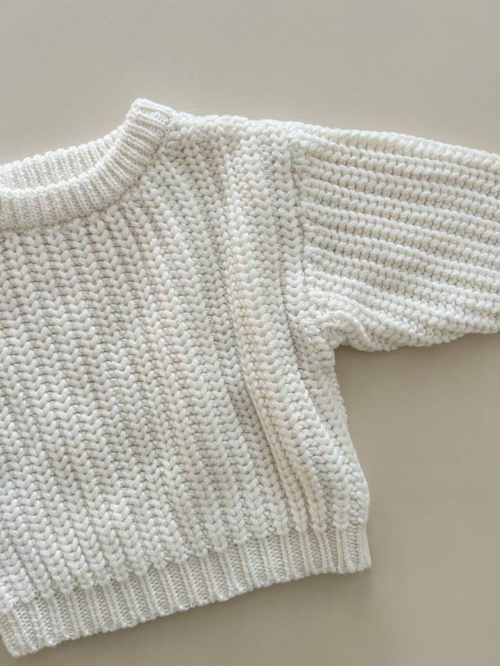 Petite + Co - Wholesale Knit Sweater - Baby - CHUNKY KNIT JUMPER - WHITE