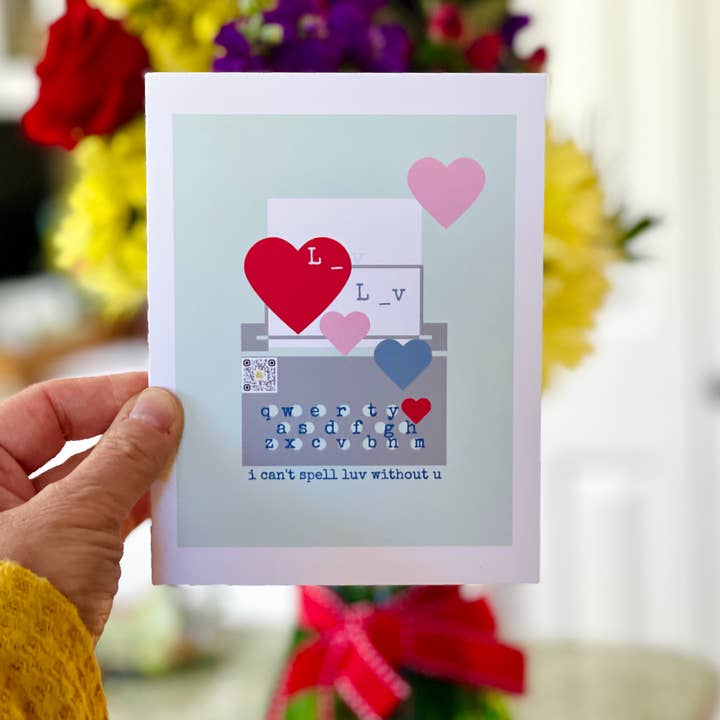 Smile Songs - Wholesale Love Card - I Can't Spell Luv Without U Valentines Day QR Code Card3