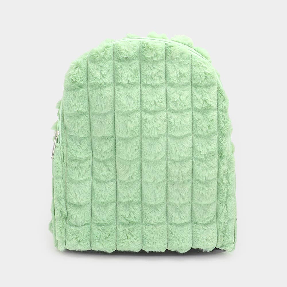 Sensibling Corp. - Wholesale Backpack - Women's - Quilted Solid Faux Fur Backpack Bag3