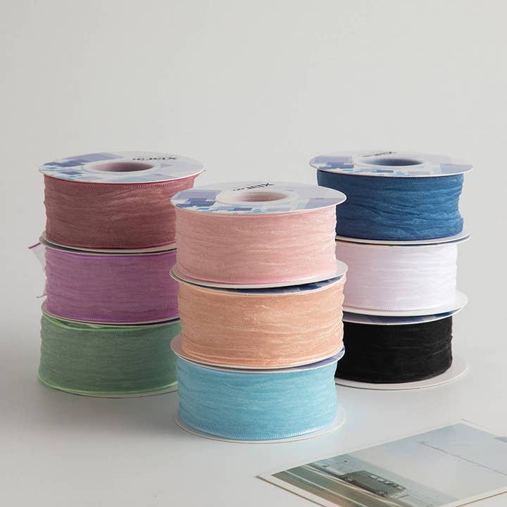 3D PLEATED RIBBON PEARLESCENT ORGANZA RIBBON_CWMM5749 for wholesale by Lovenne