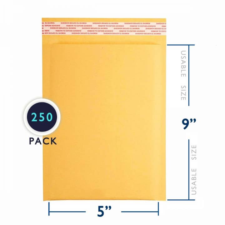 250 PC (5 x 10) Kraft Bubble Mailers #00 for wholesale by IPACKNOW INC