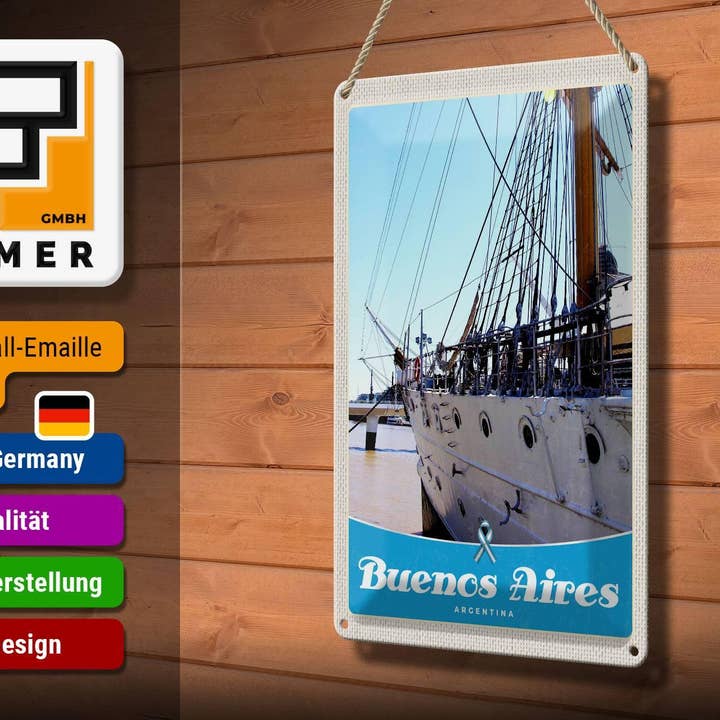 Femer – Großhandel Schilder – Blechschild Reise 20x30 cm Buenos Aires Argentinien Schiff Schild tin sign