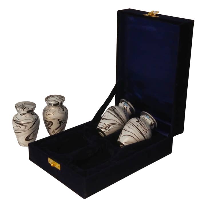 Plutus imports - Wholesale Urn - Beautiful Marble Finish Small Mini Keepsake Set of 4