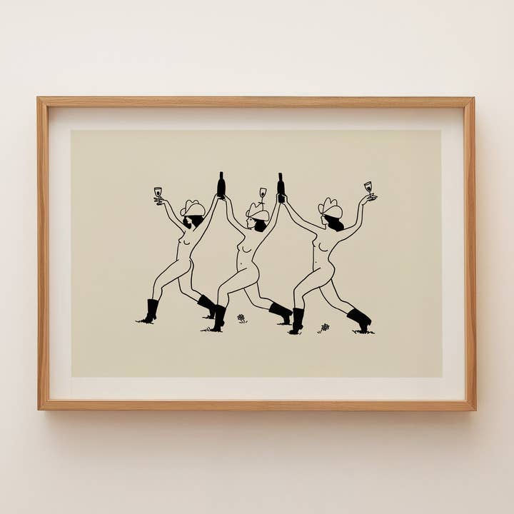 Western Wine Vintage Wall Art Print for wholesale by Tumbleweed Design Studio