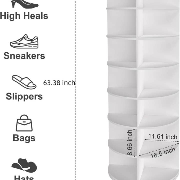 HOMYCASA DESIGN INC - Wholesale Shoe Rack - 7 Tier Rotating Shoe Rack Tower Spinning Storage2