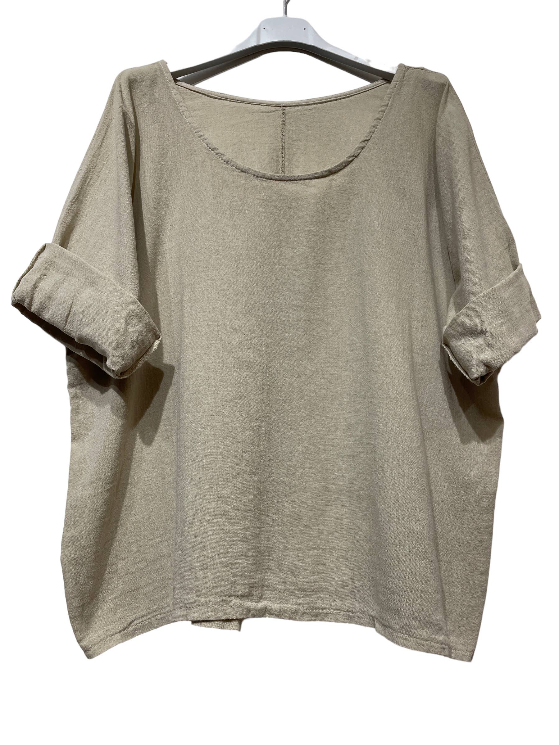 LINEN & COTTON HOUSE – Engroshandel T-shirt – til kvinder – Crop-top i bomuld og hør, bedst sælgende model 101161