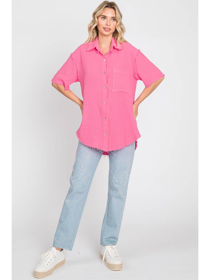 GeeGee x Lovelo - Wholesale Overhemd met knopen - Dames - Bovenkant van dubbel gaas: WT602156