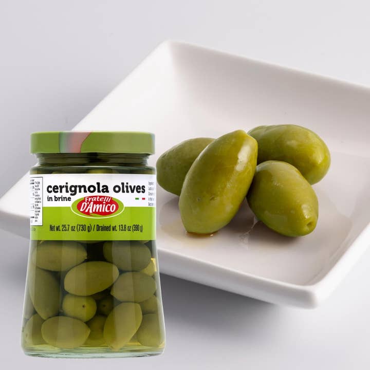 Wholesale Italian Food - Wholesale Olives - Fratelli D'Amico Green Olives, Cerignola Olives 25.7 oz