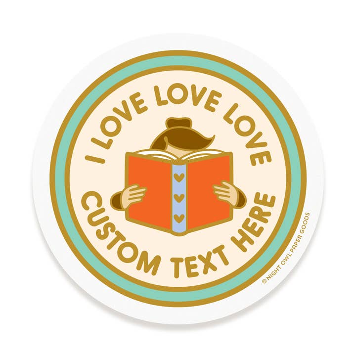 Custom Reader Vinyl Sticker for wholesale by Night Owl Paper Goods