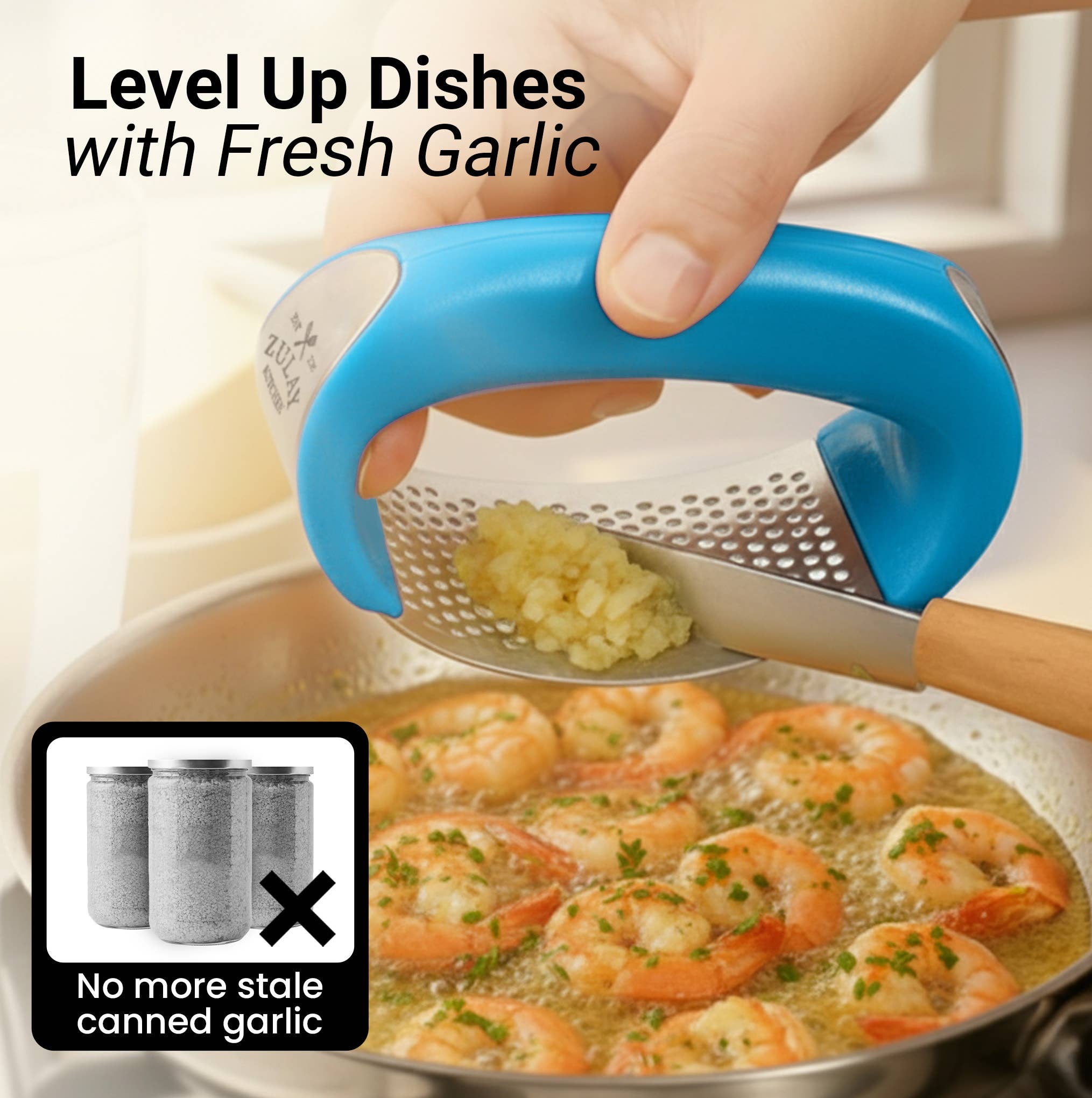 Zulay Kitchen – wholesale Kitchen tool/gadget – Garlic Press Rocker With Silicone Peeler & Scraper Set11