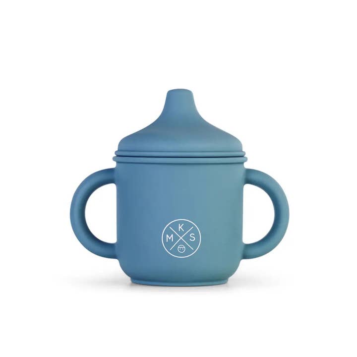 Gobelet en silicone avec couvercle et poignées Petrol pour la vente par Miminoo