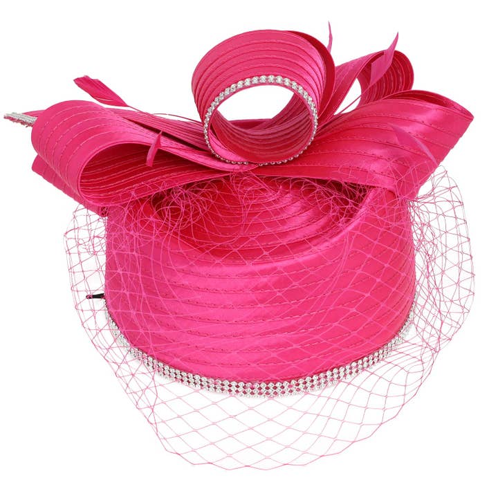 SP Sophia Collection - Wholesale Fascinator Hat - Women's - Ribbon Metallic Dressy Netted Pill Box Braid Hat