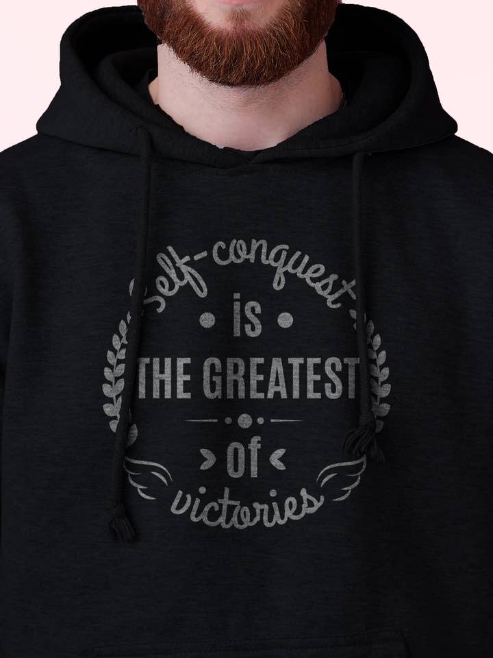 Men's 'self Conquest' Fleece Pullover Long-Sleeved Printed for wholesale by Five emperors