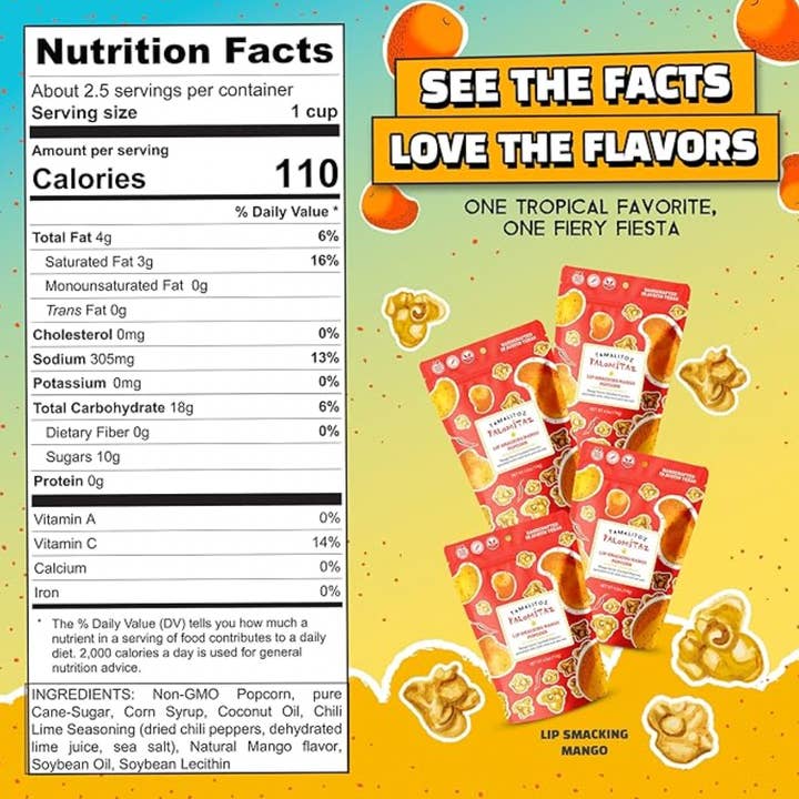 Sugarox Candy Studio LLC - Wholesale Popcorn - Tamalitoz Lip Smacking Mango Palomitaz Popcorn 12CT2