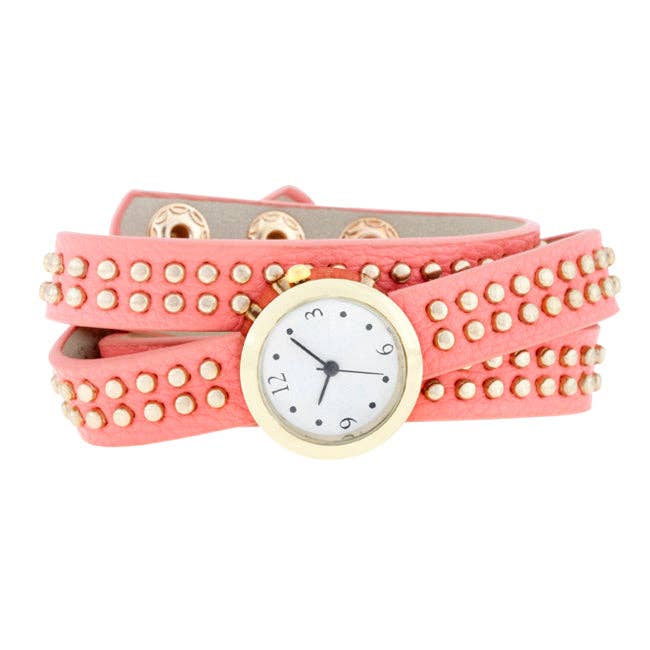 Mini-montre à bracelet clouté rose pour la vente par JGoodin