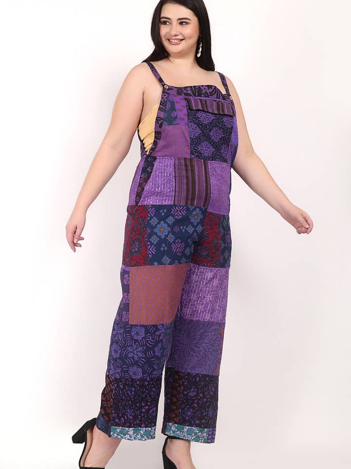 Wevez - Vente Combinaison – femme - Combinaison à jambes larges avec poches patchwork et motif floral pour femmes6