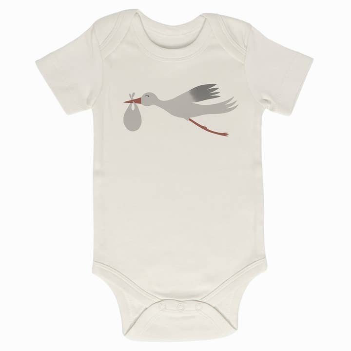 Stork Kortärmad Bodysuit för wholesale av Beaus+Babes