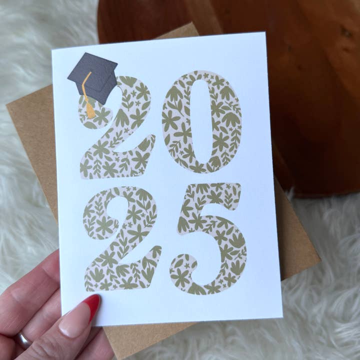 2025 Floral Pattern Graduation Greeting Card for wholesale by Big Moods