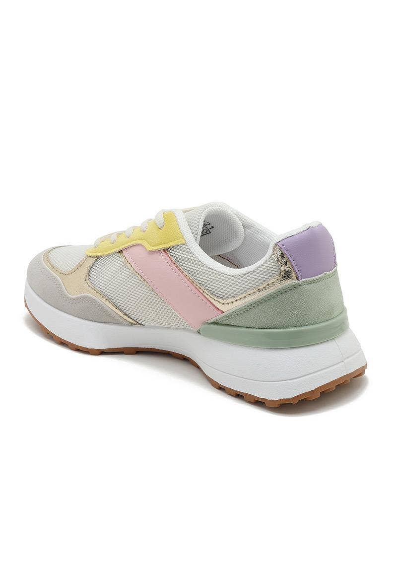 No Doubt Shoes – Sapatilha Lifestyle - Mulher por atacado – TÉNIS DE CAMURÇA FALSA COM DETALHES DOURADOS E BICO REDONDO14