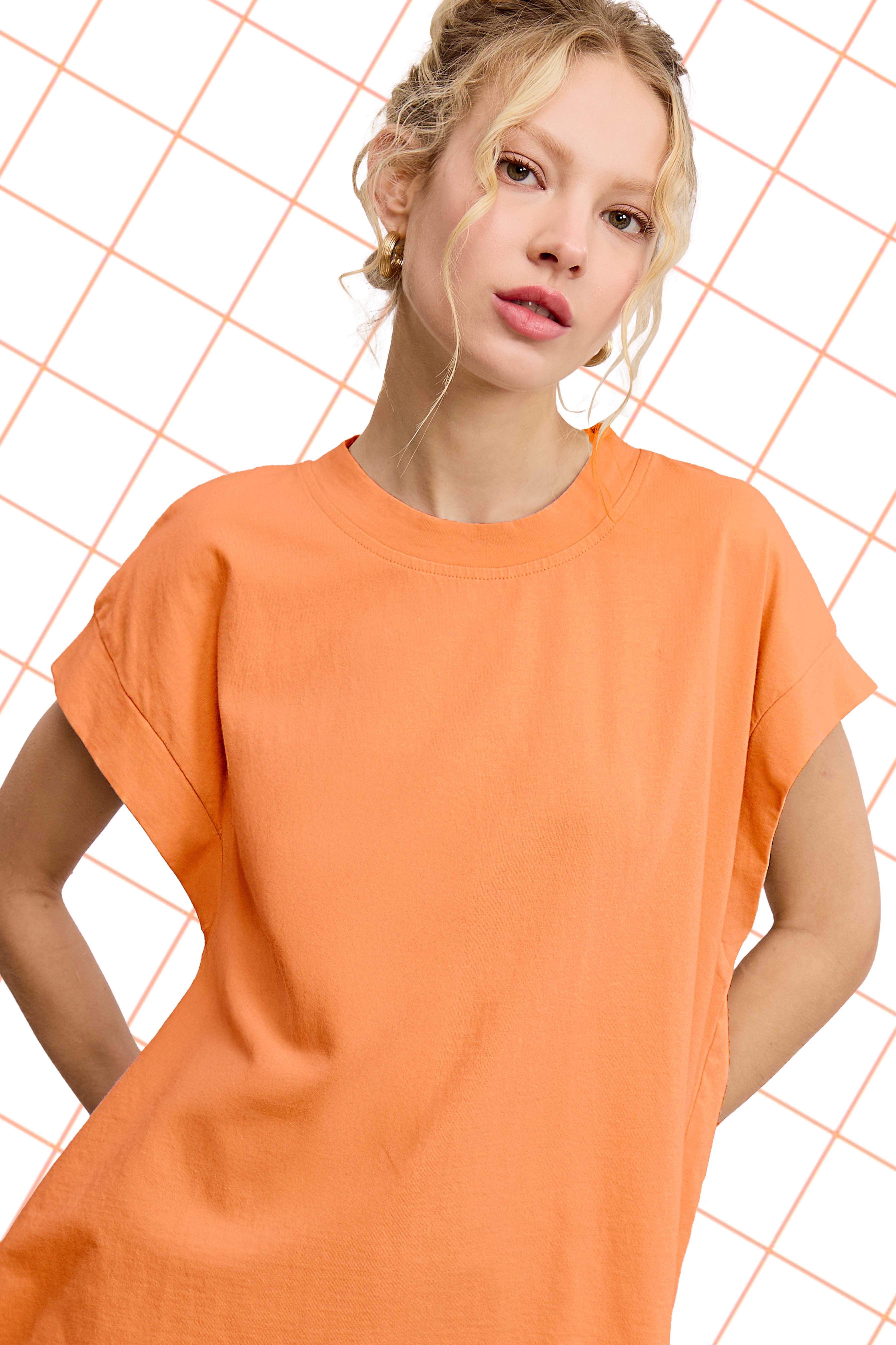 La Miel – wholesale Tunika - Dam – MCT7689-Mineraltvättad Kortärmad topp med rund halsringning21