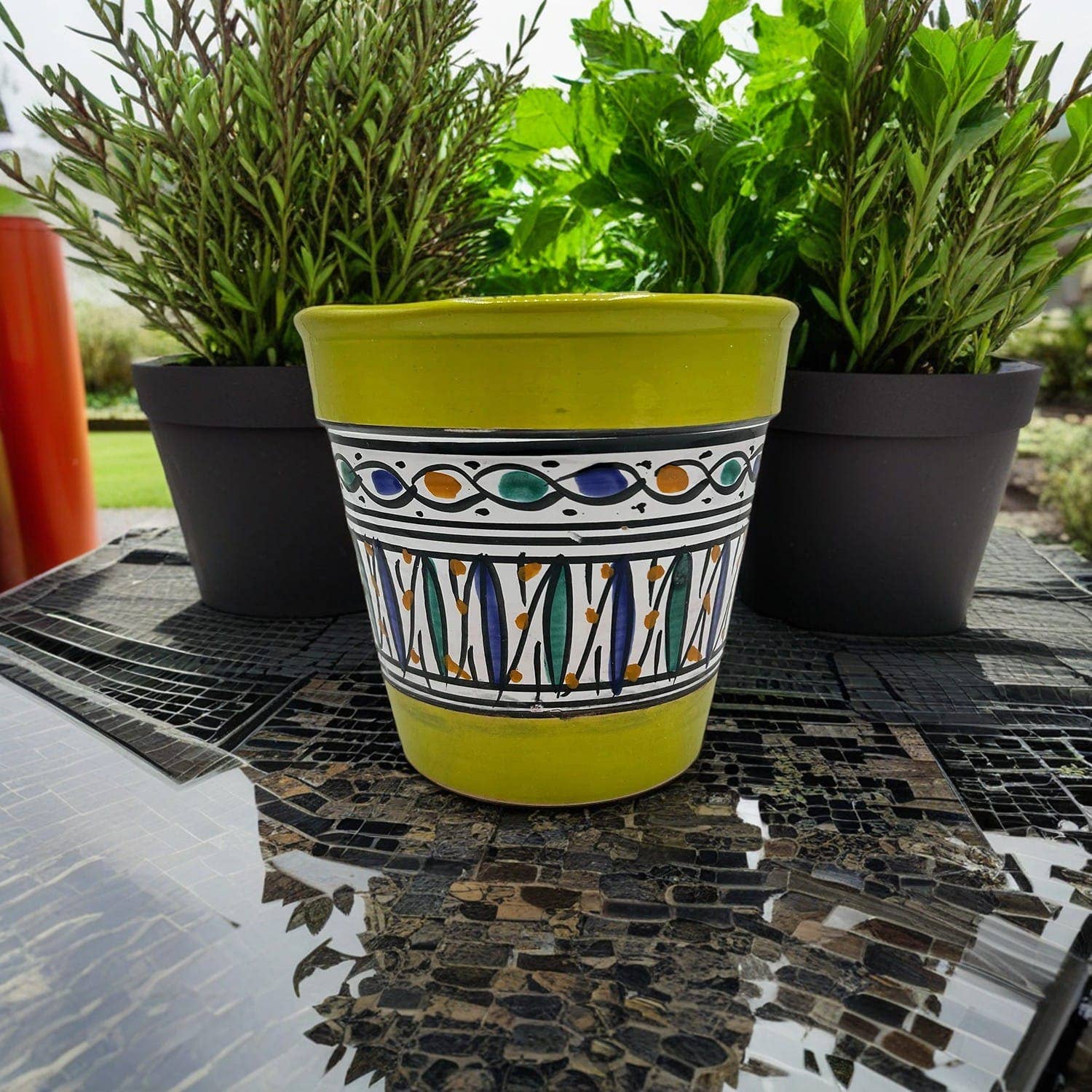 Etnico del Mondo – wholesale Plant pot – Handcrafted Tunisian Terracotta Ceramic Flower Pot #46