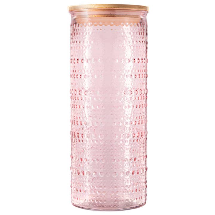 HALO 91OZ BLUSH CAN W.BAMBOO L for wholesale by Home Essentials