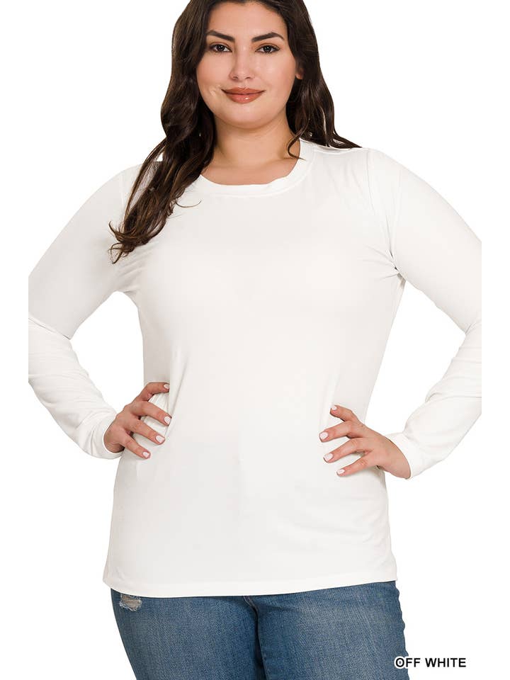 Vanilla Monkey - Wholesale Knit Top - Women's - Plus Brushed Microfiber Long Sleeve Round Neck Tee15