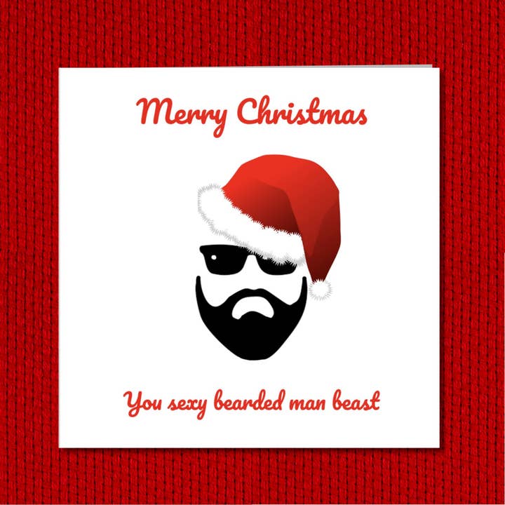 Swizzoo Cards - Wholesale Christmas Card - Sexy Beard Christmas Card for boyfriend, husband, male friend, man - Funny, humorous, fun - Bearded, facial hair, hairy