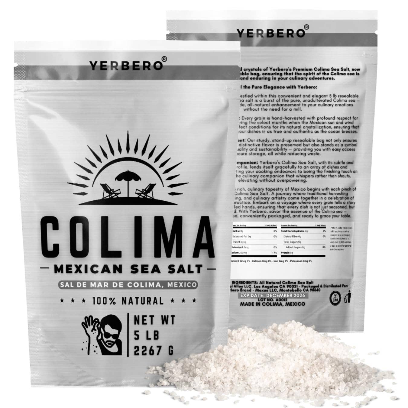 YERBERO - Wholesale Salt - Yerbero - Premium Colima Sea Salt Unrefined (Multiple Sizes) | 100% All Natural Sea Salt, Gourmet Grade, Non GMO's. | Hand Harvested | Imported From Lagoon Cuyutlán “Tepalcates” Colima, Mexico.3