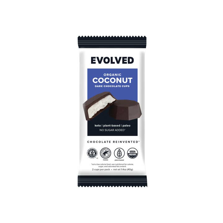 Coconut Butter Cups 2pk Pouch - Case of 9 for wholesale by EVOLVED Chocolate
