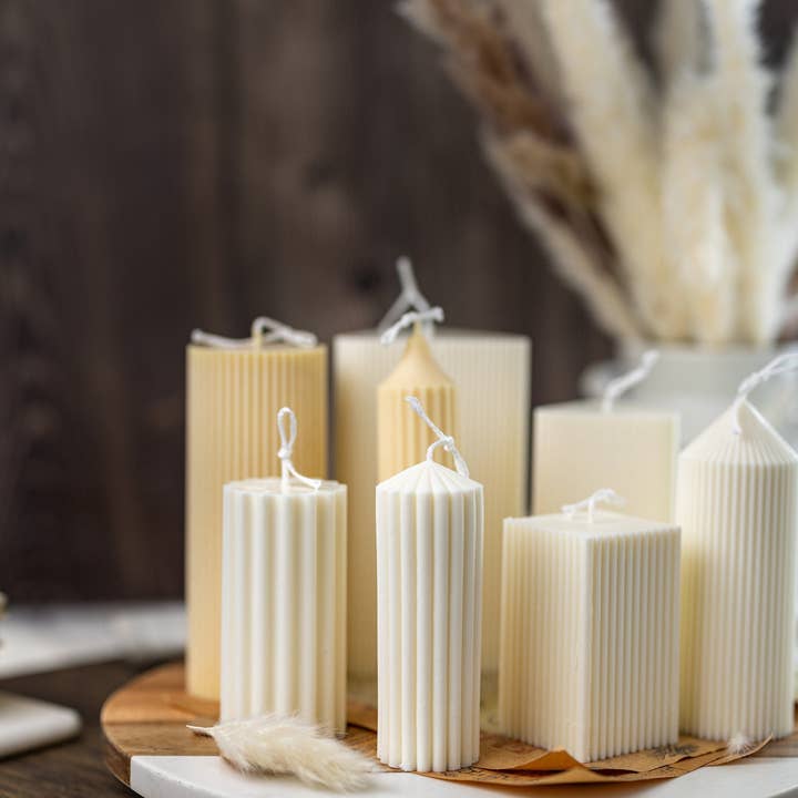 MySunshineCandless - Wholesale Pillar candle - Tall Ribbed Pillar Candle, Ribbed Pillar Candle, Aesthetic7
