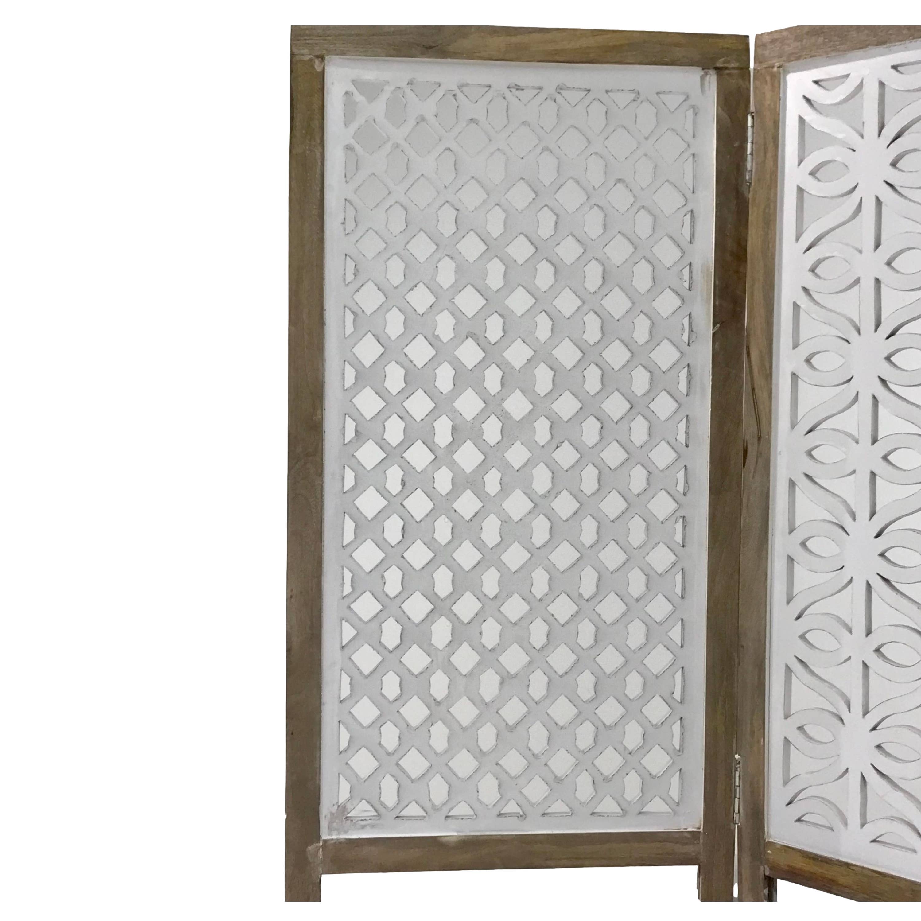 Wilco Home - Wholesale Decorative Panel - Hand-Carved Wood Charcuterie Screen-White Washed Finish4