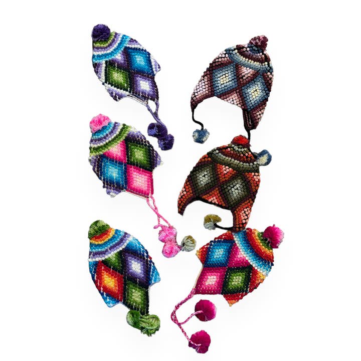 Zoe Artcrafts – Großhandel Beanie – Unisex – Peruanische Unisex-Mütze, Wollmütze, Winterohrschutz