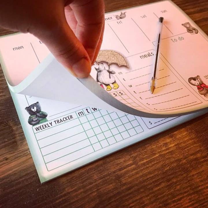 Bear A4 Weekly Plan Pad - Stationery To Do List Notepad for wholesale by Catherine Redgate: Illustrator