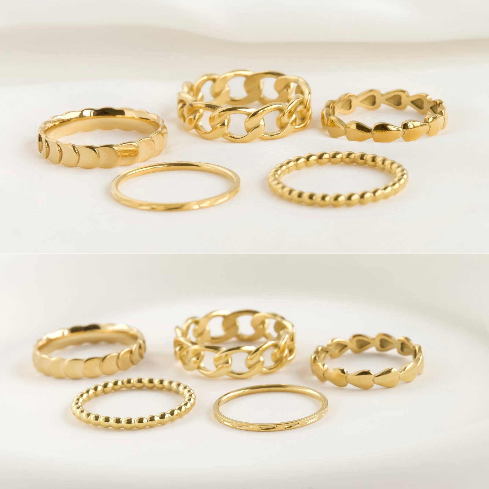 Blueyejewelry - Venta al por mayor Anillo de banda/apilable - Anillos delicados de oro 18k resistentes al agua y apilables7