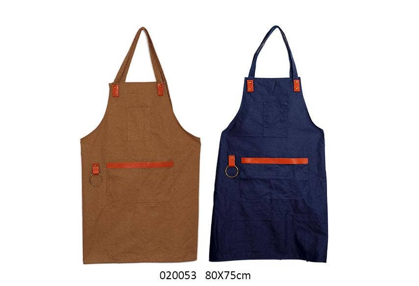 Faye - Wholesale Apron - Canvas + Leather Apron 'Barbecue' 80 X 75 cm / 2 Ass0