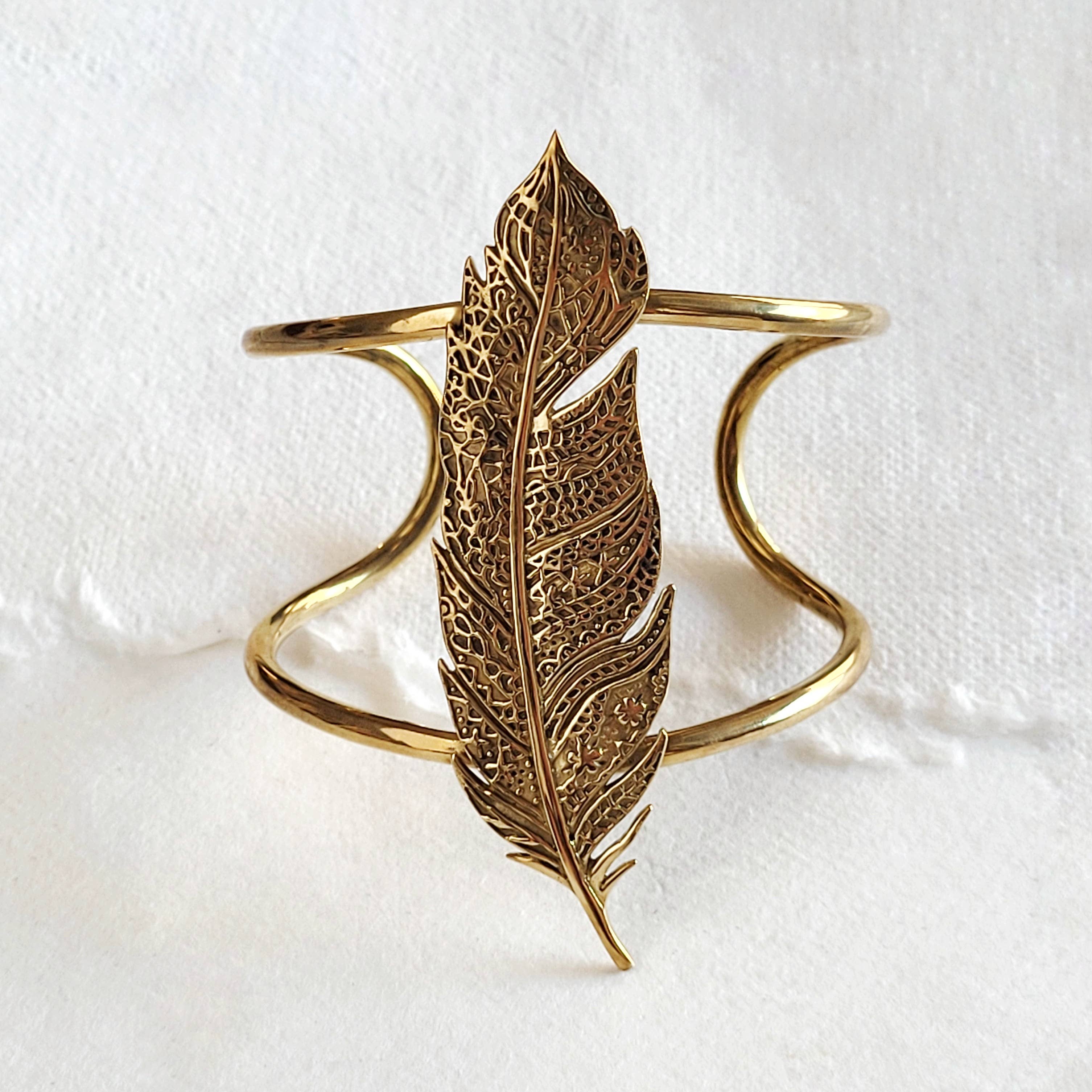 Bisjoux – Engroshandel Manchetarmbånd – Messing blad fjer håndlavede Cuff armbånd2