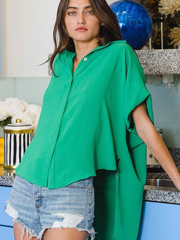 Lime T1702 Short Dolman Sleeve Oversized Shirt for wholesale on Faire