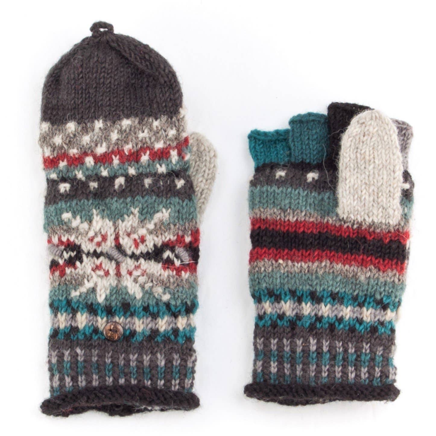 Lost Horizons Canada - Wholesale Mittens - Women's - Jasper Wool Convertible Mittens with Nordic Knit Pattern0
